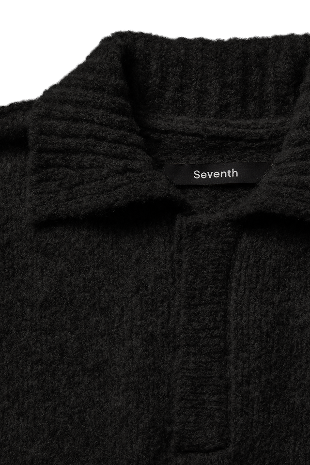 Wool-knit Polo in Night