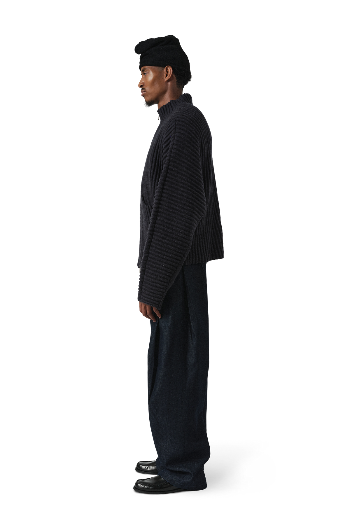 Globe Rib Knit Cardigan in Marine