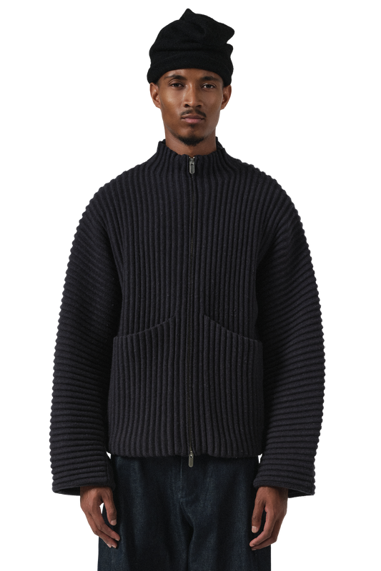Globe Rib Knit Cardigan in Marine