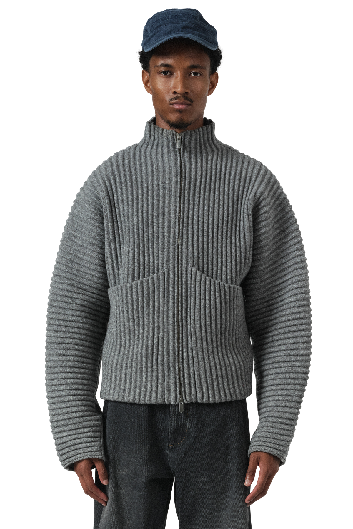 Globe Rib Knit Cardigan in Rhino