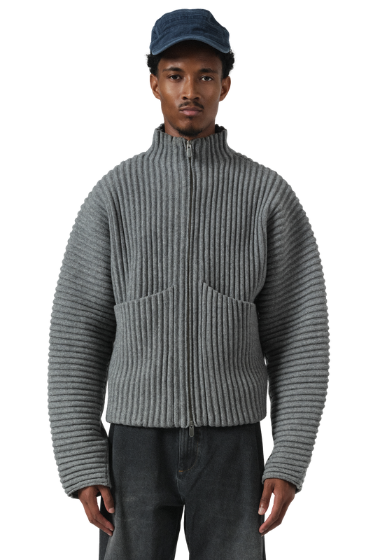 Globe Rib Knit Cardigan in Rhino