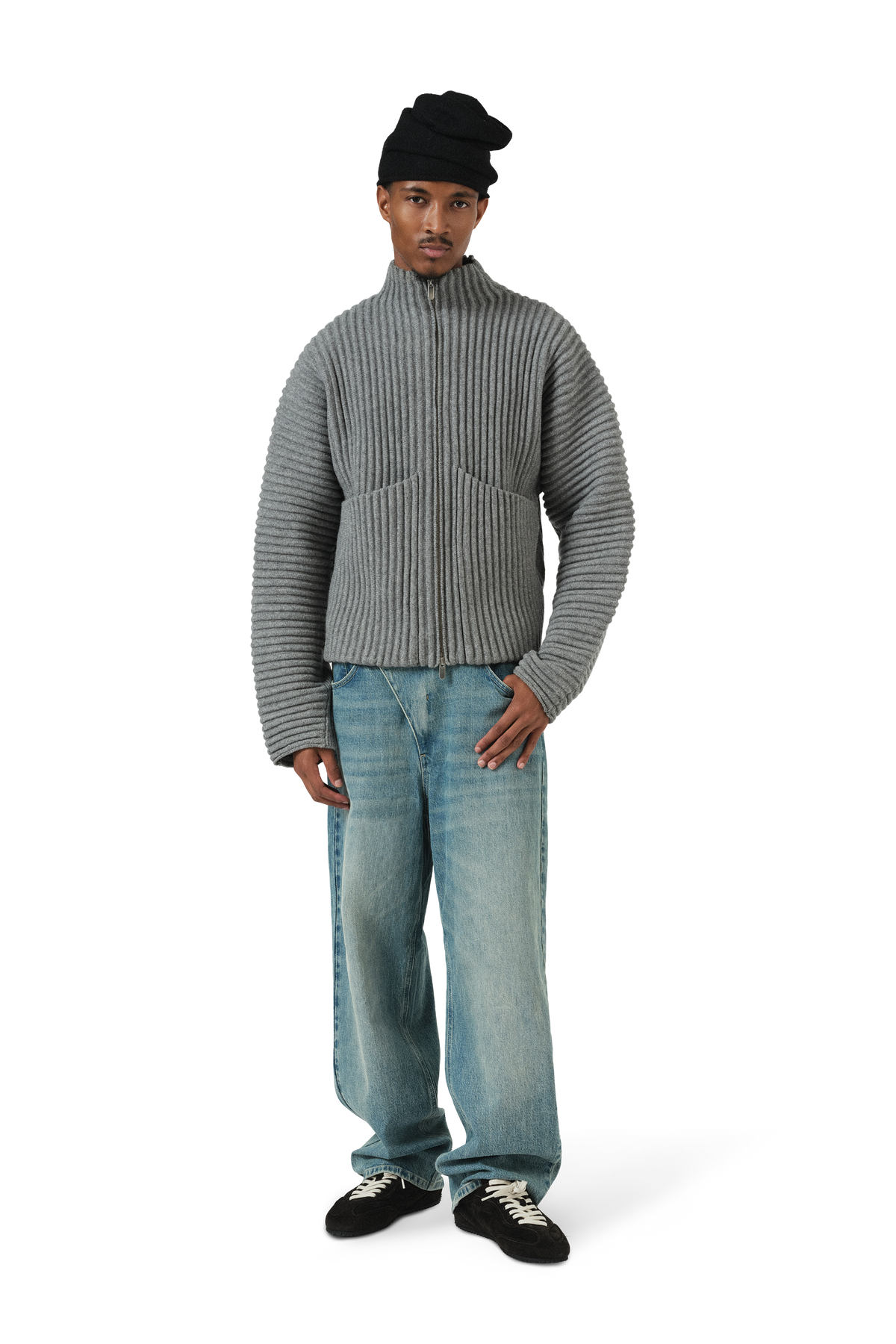 Globe Rib Knit Cardigan in Rhino