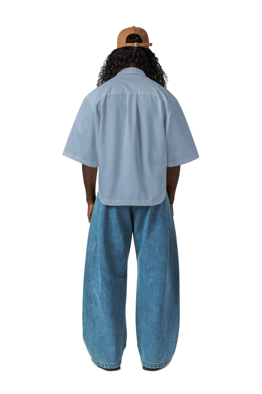 M5 Cuban Collar Shirt in Azure Blue