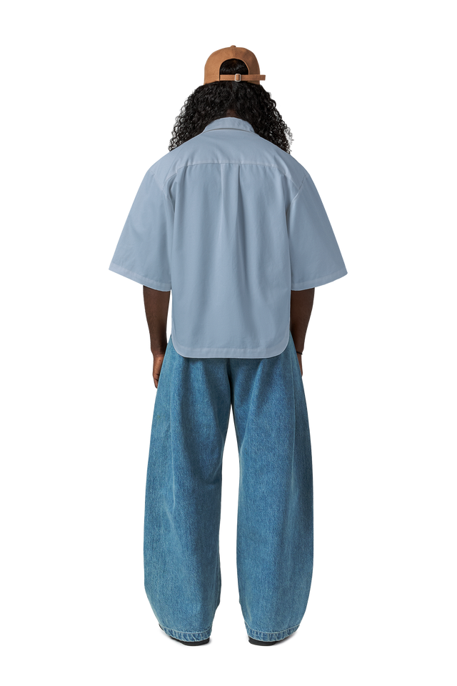 M5 Cuban Collar Shirt in Azure Blue