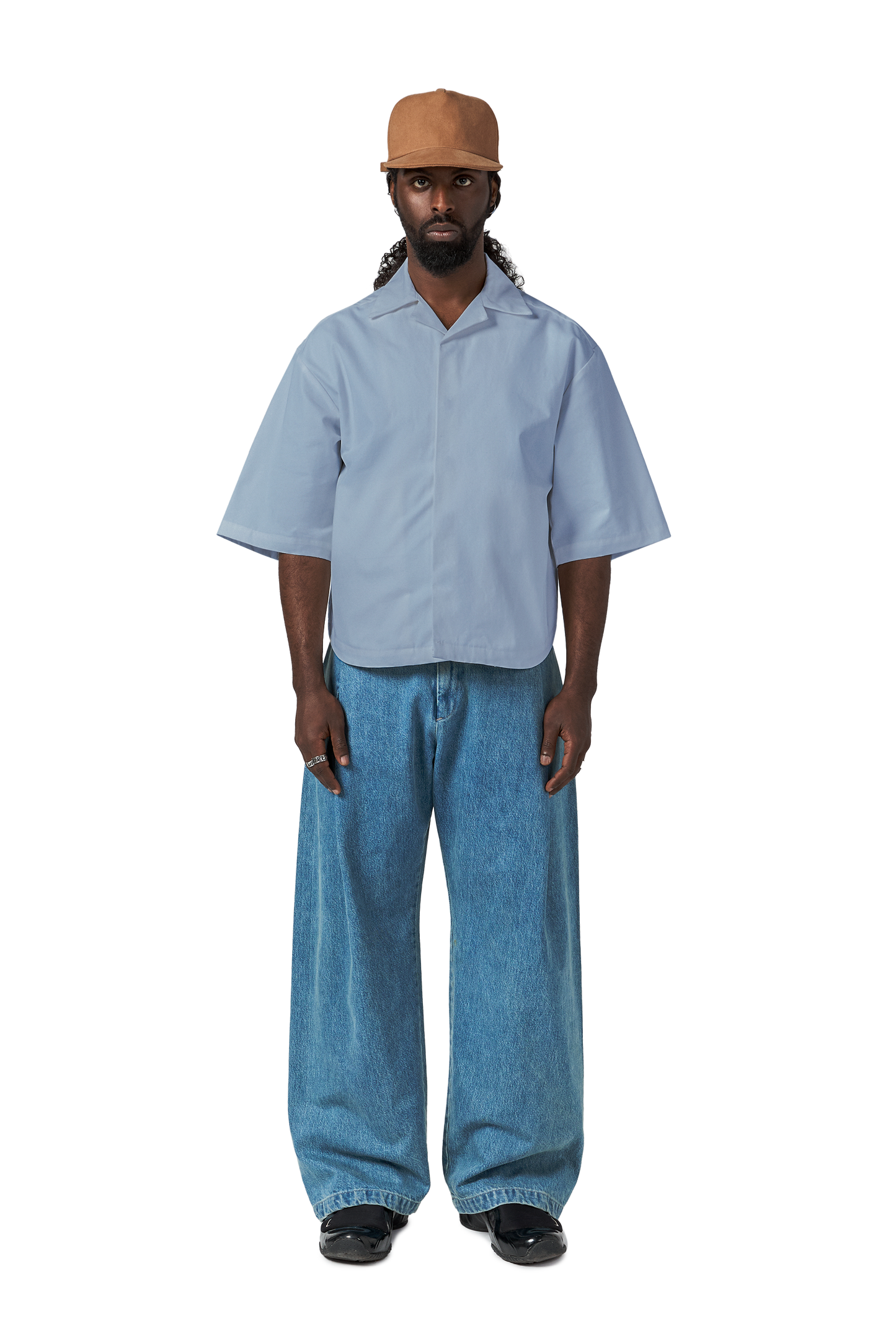 M5 Cuban Collar Shirt in Azure Blue