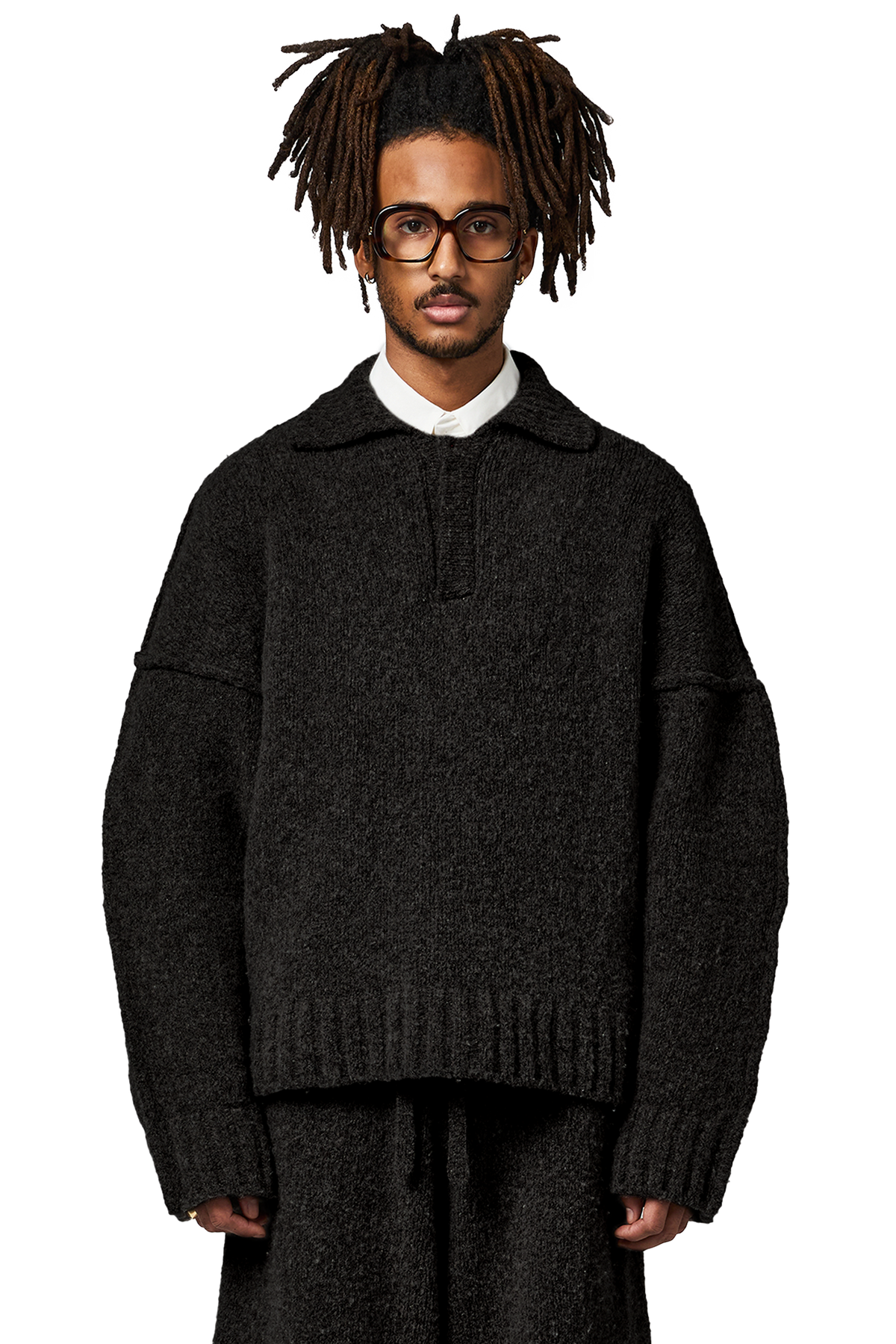 Wool-knit Polo in Night