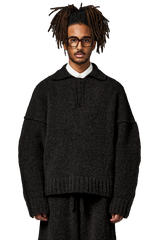 Wool-knit Polo in Night