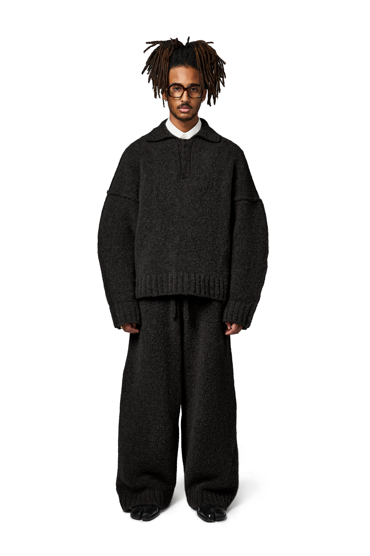 Wool-knit Polo in Night
