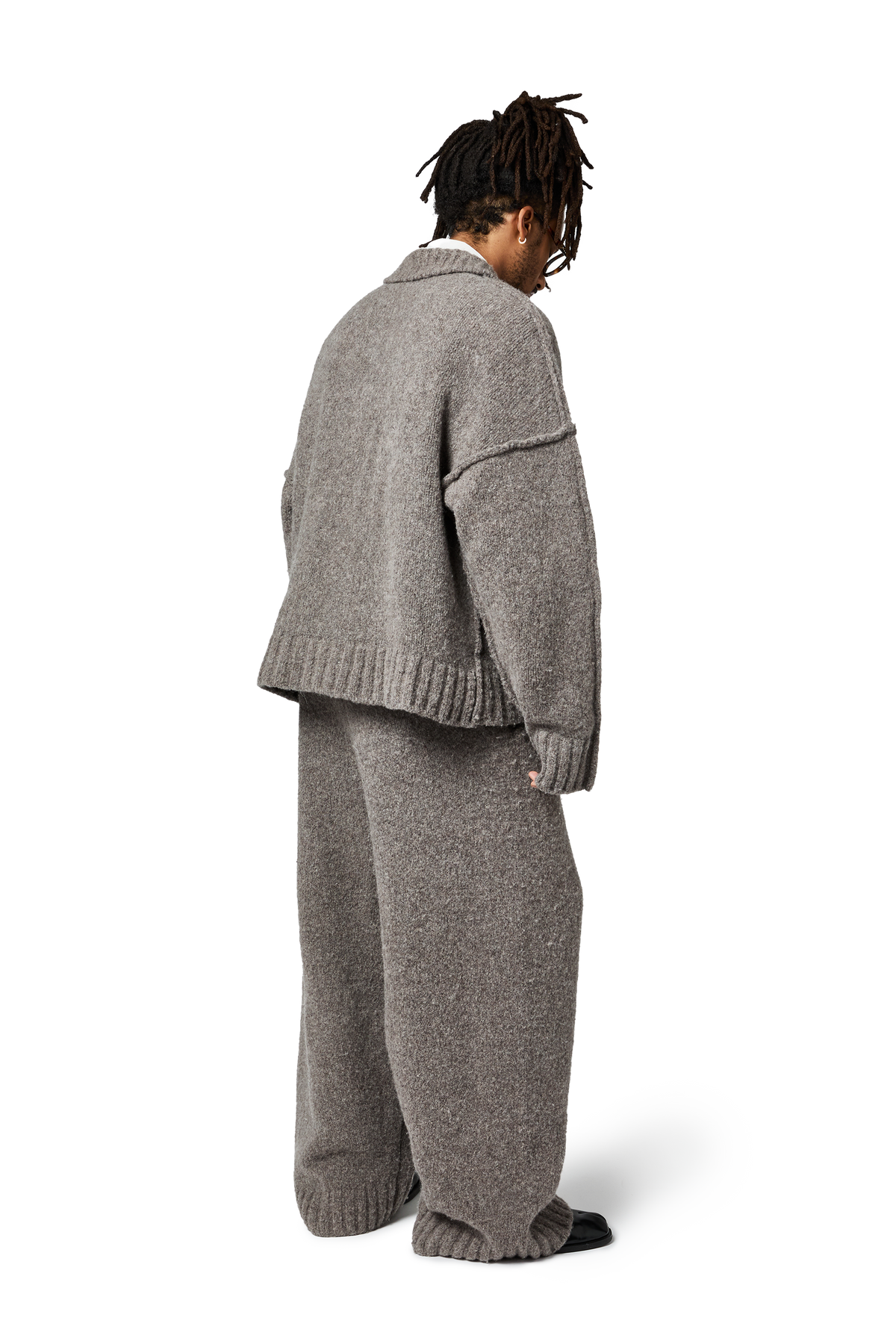 Wool-knit Polo in Latte Grain